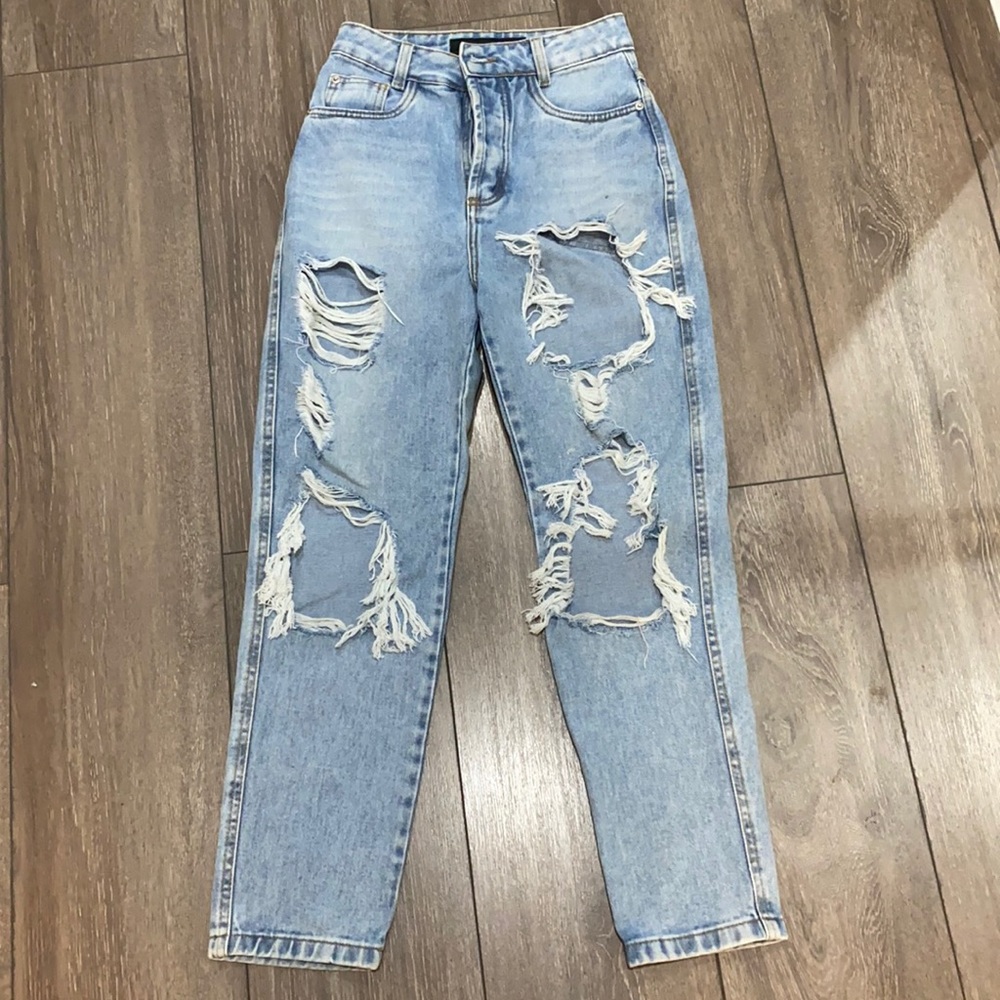 Lerrux High Waisted Ripped Demin Jeans Size 4